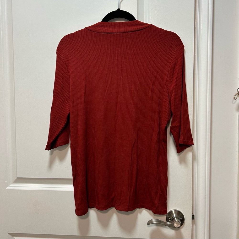 Cyrus Women's Long Sleeve Top in Rich Red - Picture 10 of 12